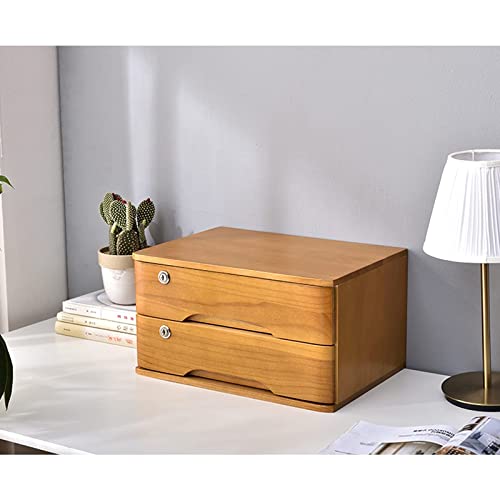 EliteBloom Desktop File Cabinet - Solid Wood Storage Box - Desktop Organizer, Solid Wood Storage Box Small Chest of Drawers Put A4 Paper, Small Chest of Drawers Put A4 Paper,B-2 Drawers