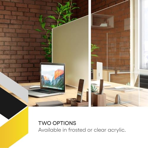 OBEX Acrylic Free Standing Screen, Divider for Desk Privacy Home & Office Partitions for Table Top Workstation, Portable Cubicle Panel for Work, 18" x 60", Frosted