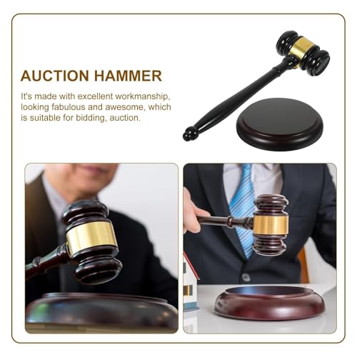 Solid Wood Judge Gavel Set with Base, Auction Hammer for Legal Proceedings & Courtroom Scenes for Judges & Auctioneers Auction Hammer