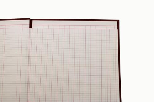 Exacompta - Ref 58/4-16Z - Guildhall - Headliner Case Bound Hardback Account Book,298x305mm, 4 Debit and 16 Credit Column, 80 Pages, Burgundy Vinyl Cover, Traditionally Sewn