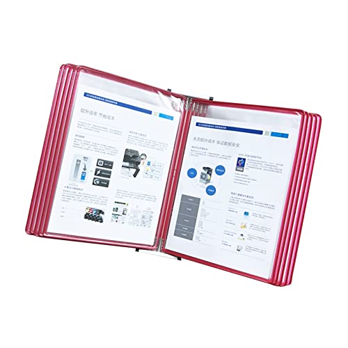 GFSGHZZ Wall Mount Reference Organizer - Catalog Display Rack, 10 Panels Wall Display Board System, A4 Size Wall Lectern, Document Organiser, Consultation and Presentation Documents,Red