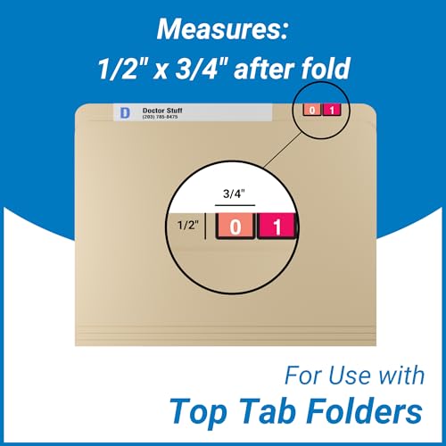 Doctor Stuff - File Folder Labels, Complete Set of Numbers 0-9, Tab Products 1306 Match - A1306 Series Chart Stickers, 1" x 3/4", 1 Each of 10 Rolls, 500/Roll