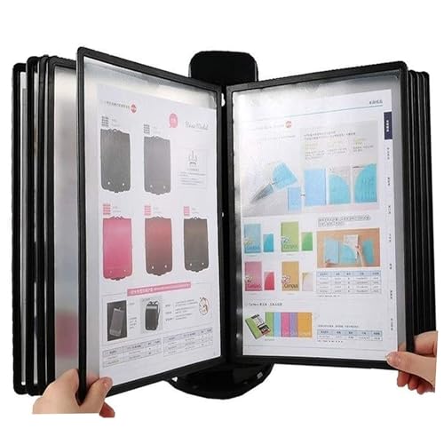 Wall file organizer,Wall Mounted File Holder, Catalog Display Rack - Adjustable Desk Flip File Holder, 10 and 20 Page Double-Sided Panels, Wall Mount Reference Organizer, Durable Space Saving Referenc