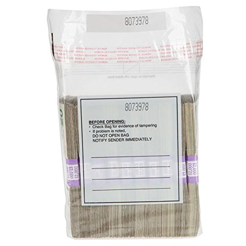 BankSupplies Currency Strap Bags 8.5 by 8 Inches Case of 1000 Ten Strap Bags Tamper Evident Sequential Numbering Tear Off Receipt Write On Surface