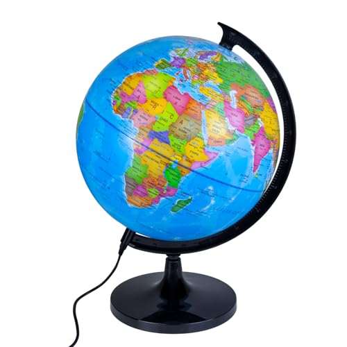 Raylu Paper - Illuminated and Rotating Globe Cartography and Meridian Spain World Dial (Blue, 32 cm)