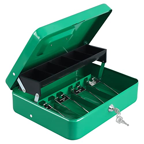 xydled Cash Box with Key Lock, Metal Money Box, Safe Storage box, Green