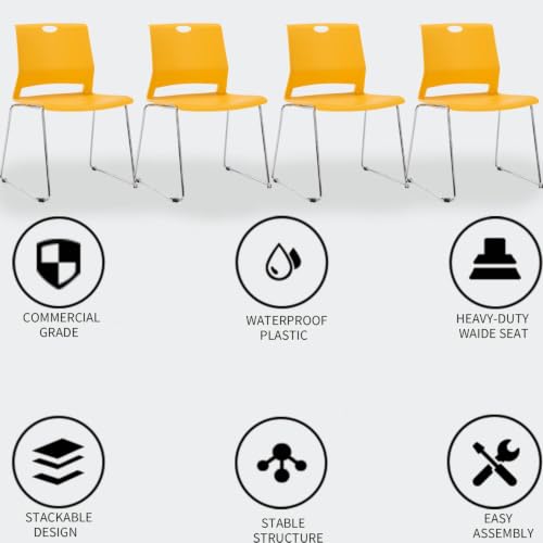 Whiterye Yellow Waiting Room Chairs, Hard Plastic Stackable Chairs Set of 8