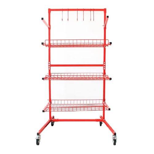 LAUCO Heavy Duty Parts Management Cart – 3-Shelf Rolling Tool Storage Rack with Locking Wheels, Industrial Metal Wire Shelving Unit for Garage, Workshop, Auto Shop, 31" x 41.5" x 74.5" - [7755]