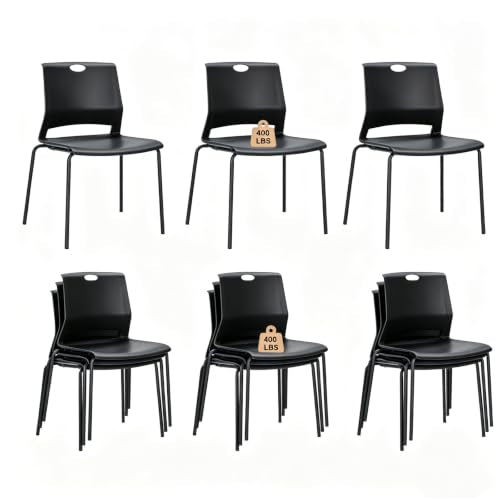 Black Stacking Conference Guest Chairs Set of 12, stackable Breakroom