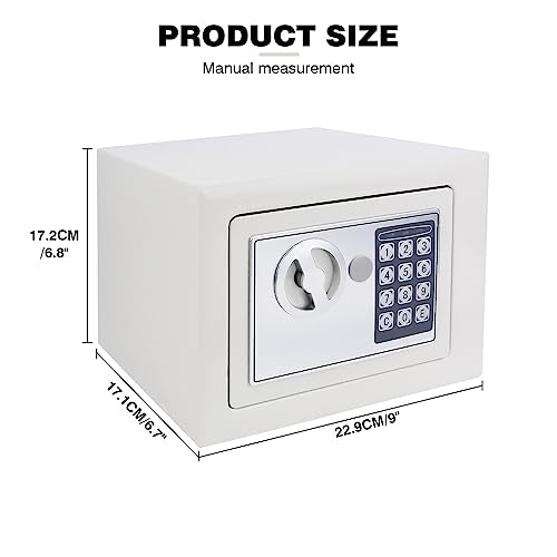 TBLOTYD Safe, Home Safe Waterproof, Fireproof Safe with Pre-Drilled Holes, Digital Keypad Key and Emergency Battery Box/Black/16L ，White-4.6L