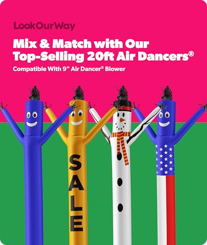 LookOurWay Air Dancers Wacky Waving Inflatable Tube Guy Set - 20 Feet Tall Inflatable Puppet Dancer Tube Man with Sky Dancer Blower - Open Red