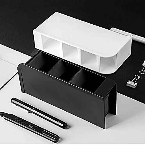 Creative Pen Holder 4 Grids Oblique Desk Organizer for Pens Storage Pencil Case Stationery Office Makeup Storage Box (Color : Red) (Black)