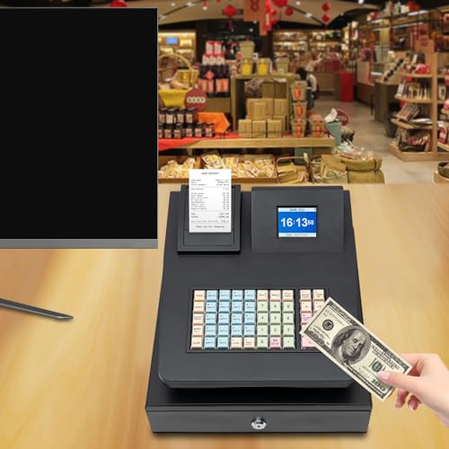 Dual Screen Cash Register, POS System with Thermal Printer & Cash Drawer