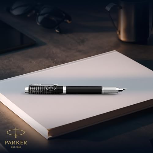 Parker IM Premium Fountain Pen | Legacy of Flight Collection | Chrome Trim | Fine Nib with Blue Ink Refill | Gift Box