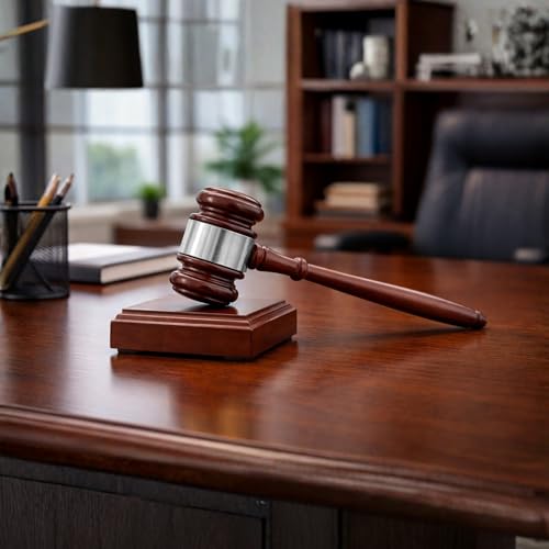 Gavels Fast Wooden Gavel and Sound Block with Custom Personalized Engraved Band (Silver Band)