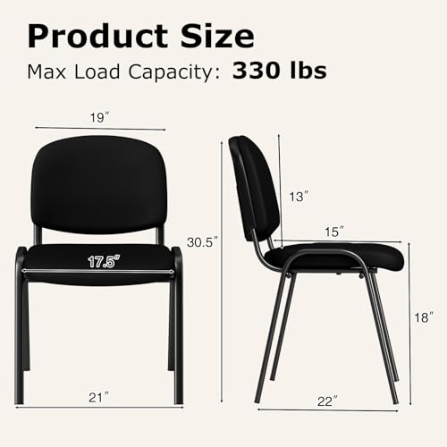 Giantex Set of 5 Conference Chair with Ergonomic Upholstered Seat, Protective Foot Pad, Elegant and Stackable Design for Home & Office, Waiting Room, Guest Room, 5 Pieces Reception Executive Chair Set