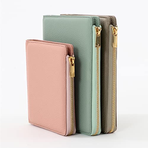 Quovadis Personal Organizer Cover, Bible Size, L Zip, 0.6 inch (16 mm) Diameter, Timer 17, Dusty Pastel, Taupe, Italian Leather, QUOVADIS DUSTY PASTEL Timer17 qv936lzdptp