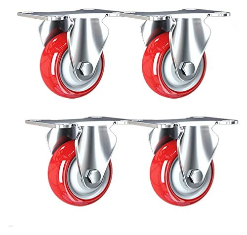 MXXADHPL Office castors Swivel Wheels for Furniture,Red Moving Caster Wheels,Trolley Wheels in Polyurethane