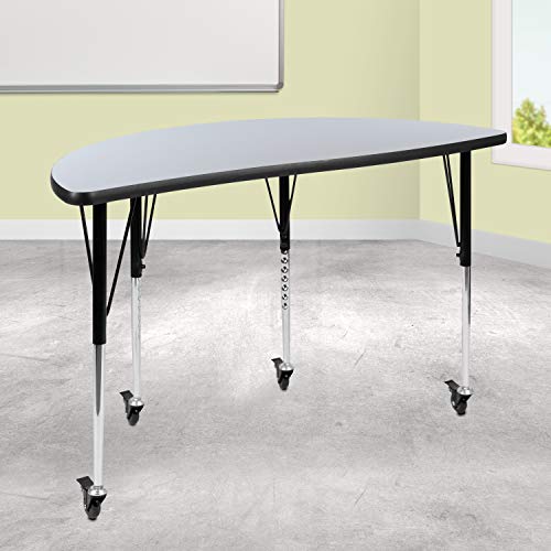 EMMA + OLIVER Half Circle 47.5" Mobile Adjustable Height Activity Table