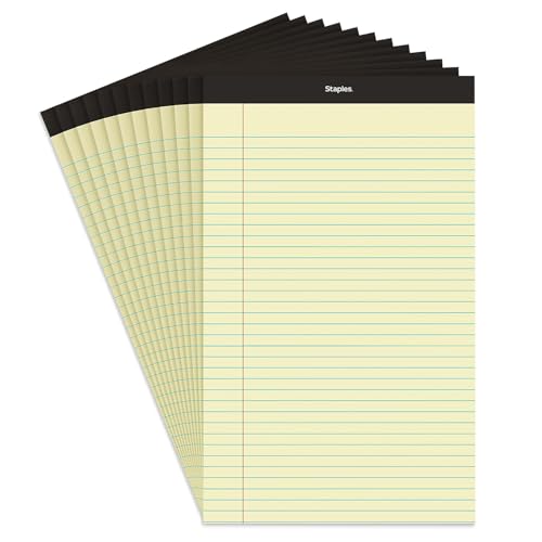 TRU RED Legal Pads, 8.5x14 Inch, Wide Ruled, Canary, 12-Pack