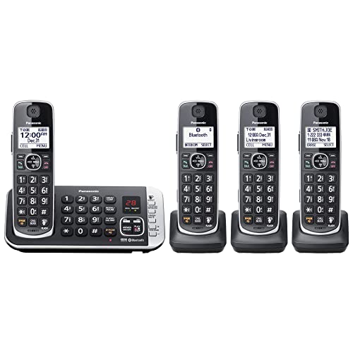 Panasonic® Link2Cell Bluetooth® DECT 6.0 Expandable Cordless Phone System with Digital Answering System, KX-TGE674B