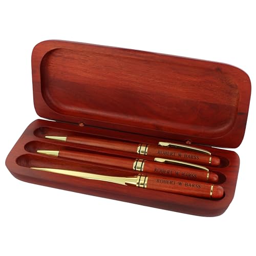 Pen, Pencil and Letter Opener Rosewood Finished Box Sets, includes Personalization