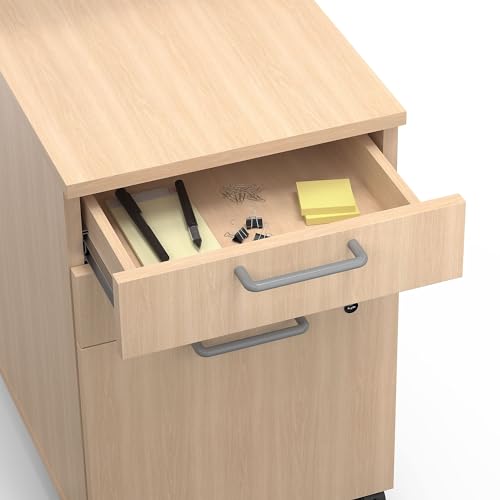 Union & Scale Staples Essentials 3-Drawer Vertical File Cabinet, Letter & Legal Size Documents, Lockable & Mobile, 21.3" D x 15.6" W x 24.3" H, Natural