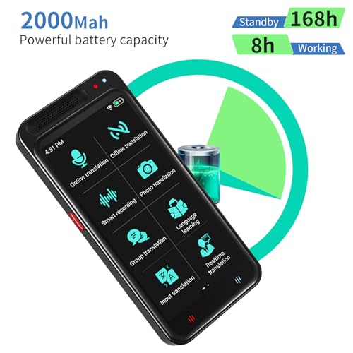 Language Translator Device, Two-Way Real-Time Voice Translation in 138 Languages, High Accuracy Instant With 3" Touch Screen, Voice/Text/Offline/Photo and Chatgpt Support