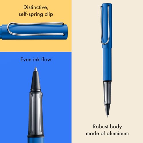 Lamy AL-star oceanblue - Rollerball Pen pen with transparent, ergonomic grip & line width M - lightweight aluminum body - including rollerball refill M 63 in black