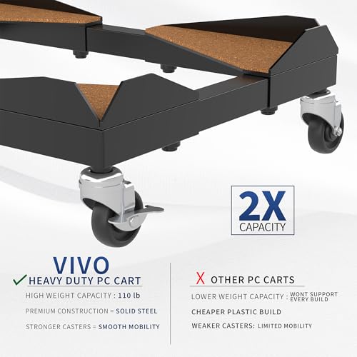 VIVO Black Premium Large Steel Under Desk PC Cart, CART-PC03D