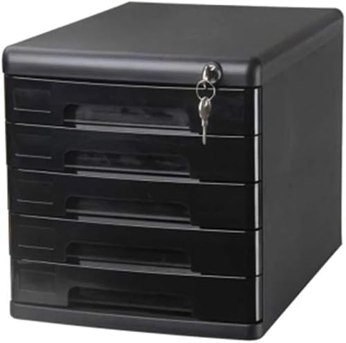 JDXQBLD Office Filing Storage File Cabinetsand Drawer Moving File Cabinet Multi-Function Cabinet 5 Drawers Color: Black, Brown Office Desktop File Storage Cab,Black