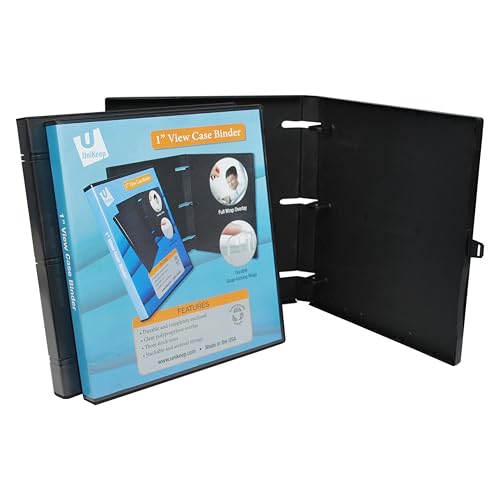 UniKeep 3 Ring View Binder - Binder Case is Fully Enclosed - Available in White, Clear, or Black and in Different Spine Sizes (Box of 20, Black, 1.0 Inch)