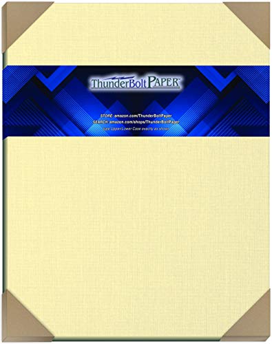50 Ivory Linen 80# Cover Paper Sheets - 11" X 14" (11X14 Inches) Scrapbook|Picture-Frame Size - 80 lb/pound Card Weight - Fine Linen Textured Finish - Quality Cardstock
