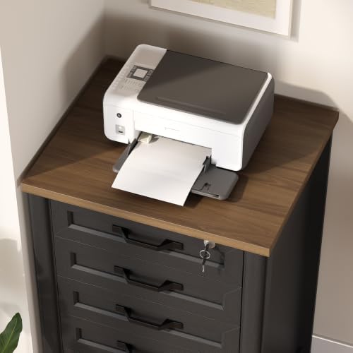 RALGEND Farmhouse 5 Drawer File Cabinet Set of 2, Wooden Filing Cabinet