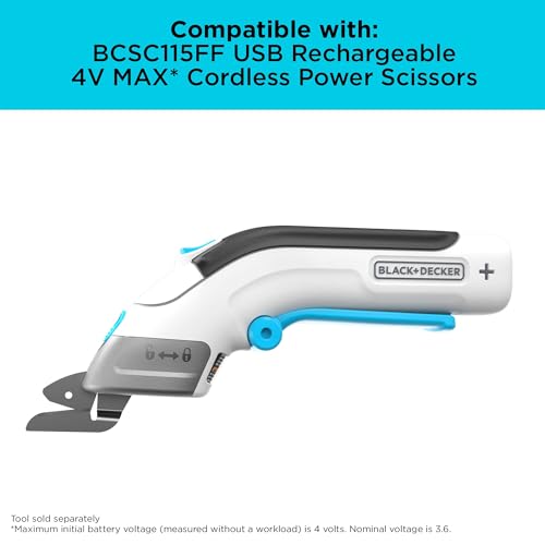 BLACK+DECKER 4V MAX Cordless Electric Fabric Craft Scissors, USB Rechargeable (BCSC115FF)