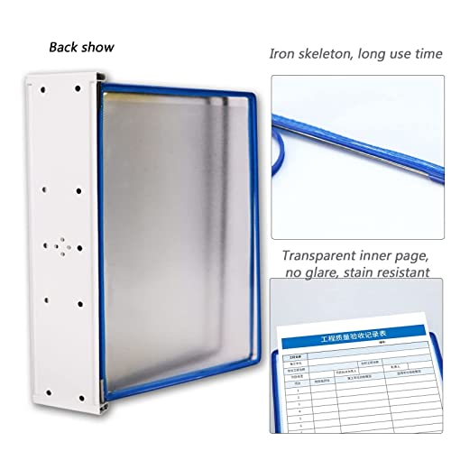 FcaLdqy Wall File Organizer,Wall Mounted File Holder, Wall Mount Reference and Display System, 10-Page Wall Mount Reference and Display System, 20 Sheets Metal Wall Hanging Flip Display Folder(Gray)