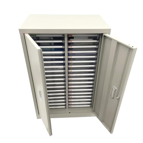 JARYANNIX File Cabinet with Label Transparent Drawers 36 Small Drawers Document Filing Steel Storage Organizer with Lockable Door for Small Parts Office Business Use