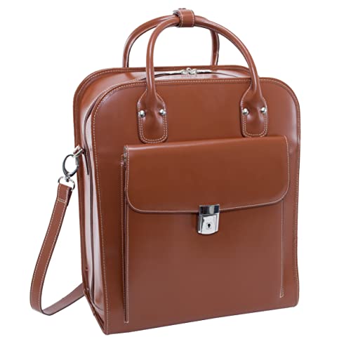 McKlein LA GRANGE, Top Grain Cowhide Leather, 15" Leather Detachable -Wheeled Ladies' Laptop/Computer & Tablet Business Briefcase Bag/Women's Rolling Overnight Travel Bag, Removable trolley case
