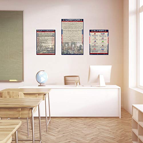 Young N Refined American Founding documents EXTRA LARGE Laminated 3 pack: US Constitution with all amendments, Declaration of Independence and Bill of Rights 24x36 USA MADE