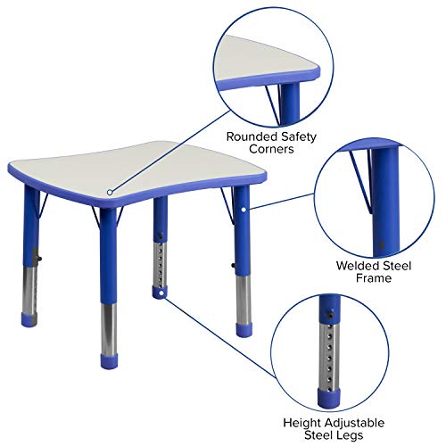 Classroom Essentials 21.875''W x 26.625''L Rectangular Blue Plastic Height Adjustable Activity Table with Grey Top