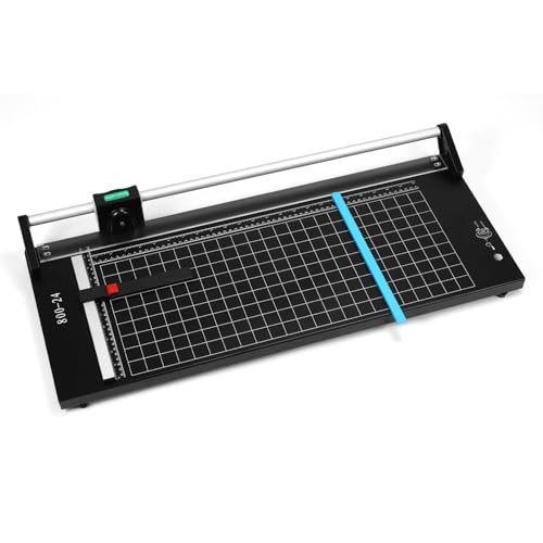 QWORK 24 Inch Manual Precision Rotary Paper Trimmer with Pre-Printed Grids, Self-Sharpening Design