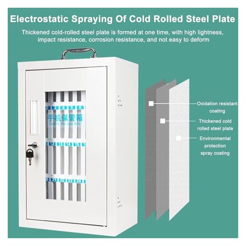 Cell Phone Locker, Cell Phones Storage Cabinet, Wall-Mounted Pocket Chart Storage Cabinet Clear Cell Phone Storage Box Wall-Mounted with A Locked(36)