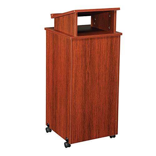Global Industrial Mobile Lectern, Mahogany, 18" W x 18" D x 44" H