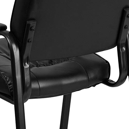 Flash Furniture Haeger LeatherSoft Tufted Executive Reception Chair with Padded Armrests, Upholstered Side Chair for Living Room or Office, Black