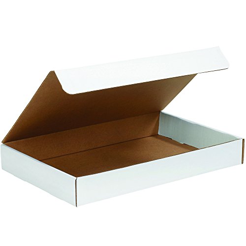 BOX USA White Literature Mailing Boxes, 19" x 12" x 2 1/2", Pack of 50, Crush-Proof, For Shipping, Mailing and Storing