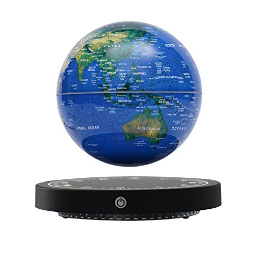 6" World Geographic Globes Floating Globe Lamp Anti Gravity 360 Rotating World Map with LED Light Magnetic Levitating Globe Home Office Desk Decor Creative Birthday Gifts