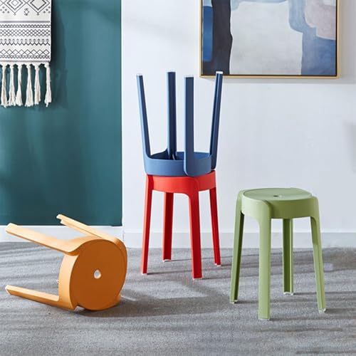 Plastic Stackable Stools, Heavy-Duty Round Stacking Stools for Classroom & Home Use, 330lb Capacity Stacking Chairs, Set of 6 Multi-Purpose Stool for Kitchen, Party, and Outdoor Events Multicolor 6pcs