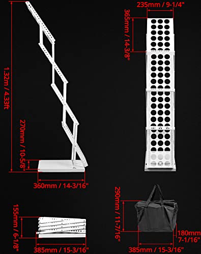 QWORK Foldable Brochure Display Stand, Magazine Brochure Display Rack Stand, 4 Pocket Literature CatalogTradeshow Display Stand, for Office Store and Exhibition Trade Show (White)