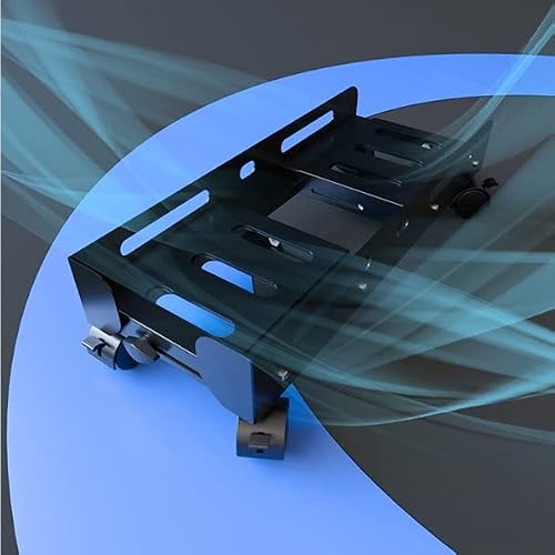 ZTHYSHXA CPU Holder Stand Mobile PC Tower Stand, Adjustable Width CPU Stand Steel Desktop CPU Holder, Heavy-Duty PC Case Stand with Rolling Caster Wheels Computer Tower Stand(Color:Black,Size:L)