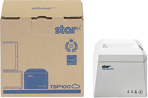 Star Micronics TSP143IVUE USB/Ethernet (LAN) Thermal Receipt Printer with Android Open Accessory (AOA), CloudPRNT, Cutter, and Internal Power Supply - White